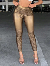 SXY Ruched Leather Look Leggings